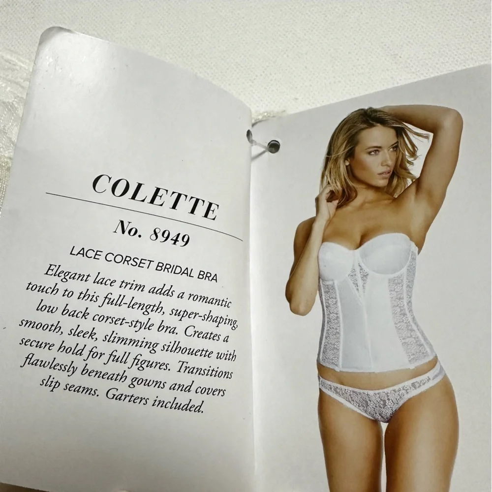 Dominique Colette Lace Corsette Bridal Bustier Bra, Bone Ivory, 34DD